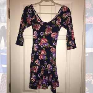 Floral long sleeve dress with a cross back-PacSun
